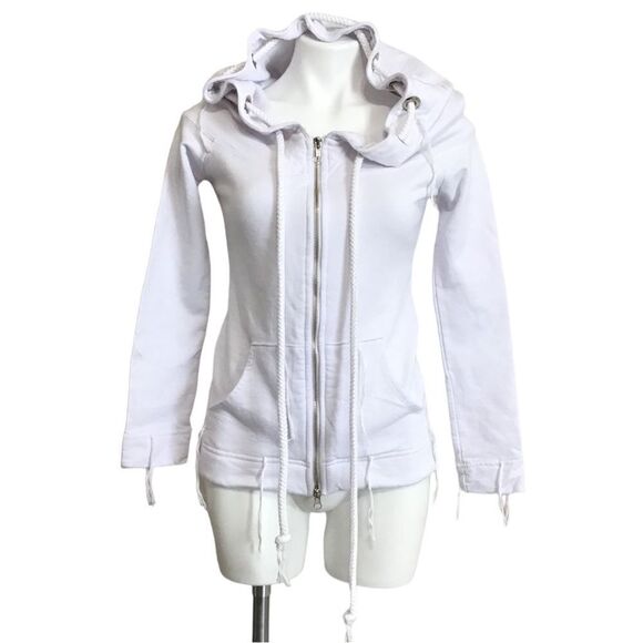 Lauren Moshi White Hooded Sweatshirt Size XSmall - Picture 2 of 12
